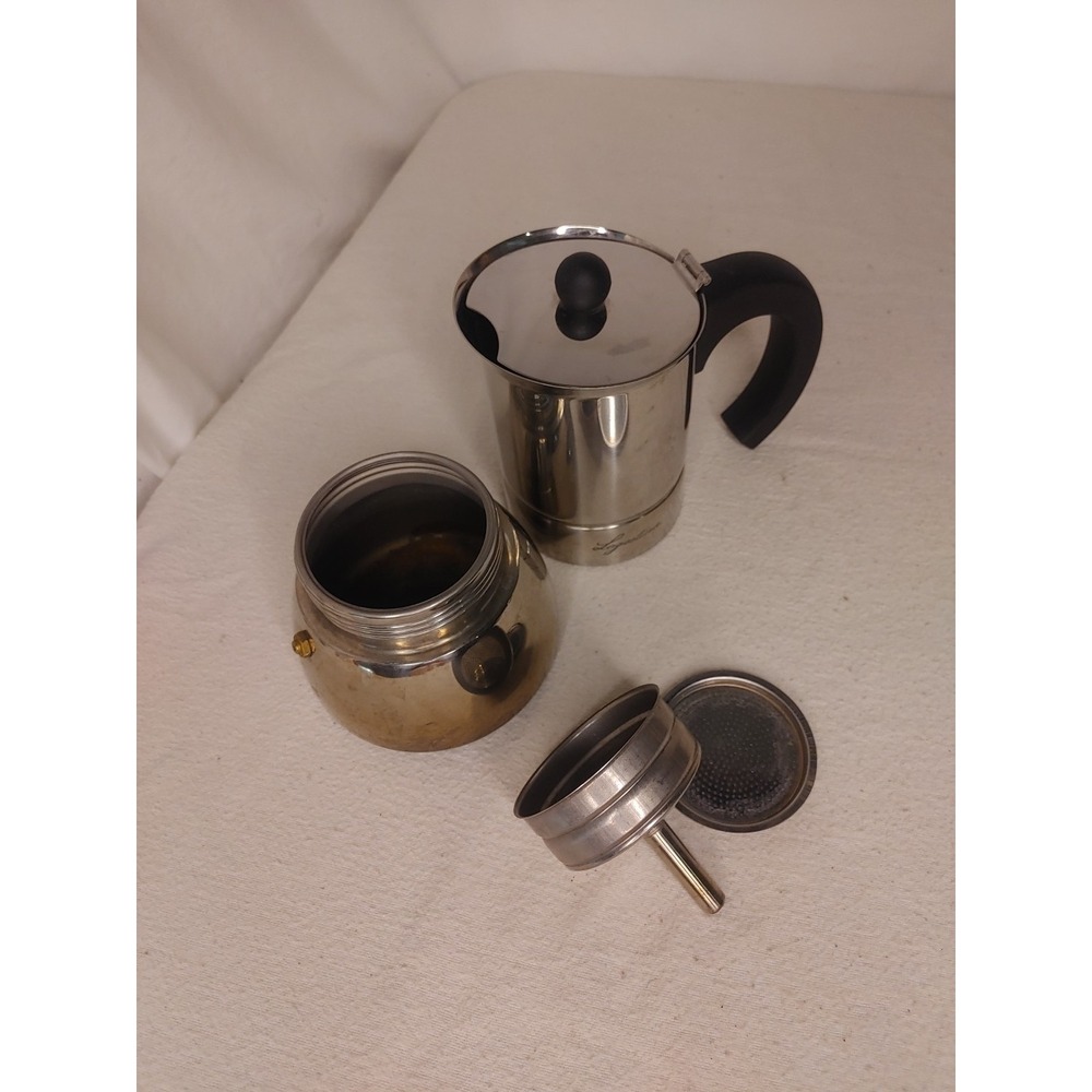 Lagostina Stovetop Camping Espresso Coffee Maker/ Pot For 6 Cups Stainless Steel - Picture 7 of 9